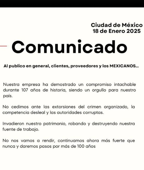 Comunicado en redes sociales