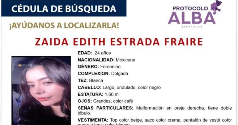 desaparece joven Zacatecas Zaida Edith Estrada CDMX